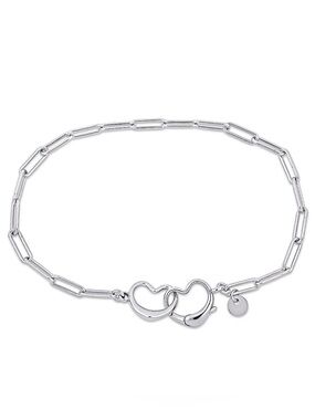 Sterling Silver Double Heart Link Ankle Bracelet